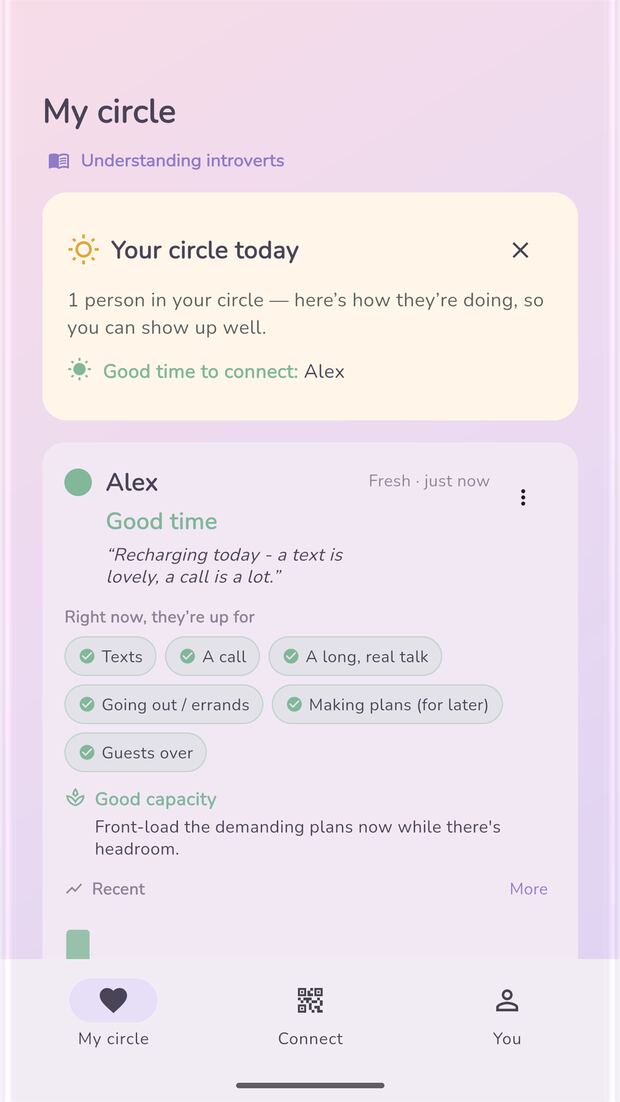 A preview of exactly what one person in your circle can see about you.